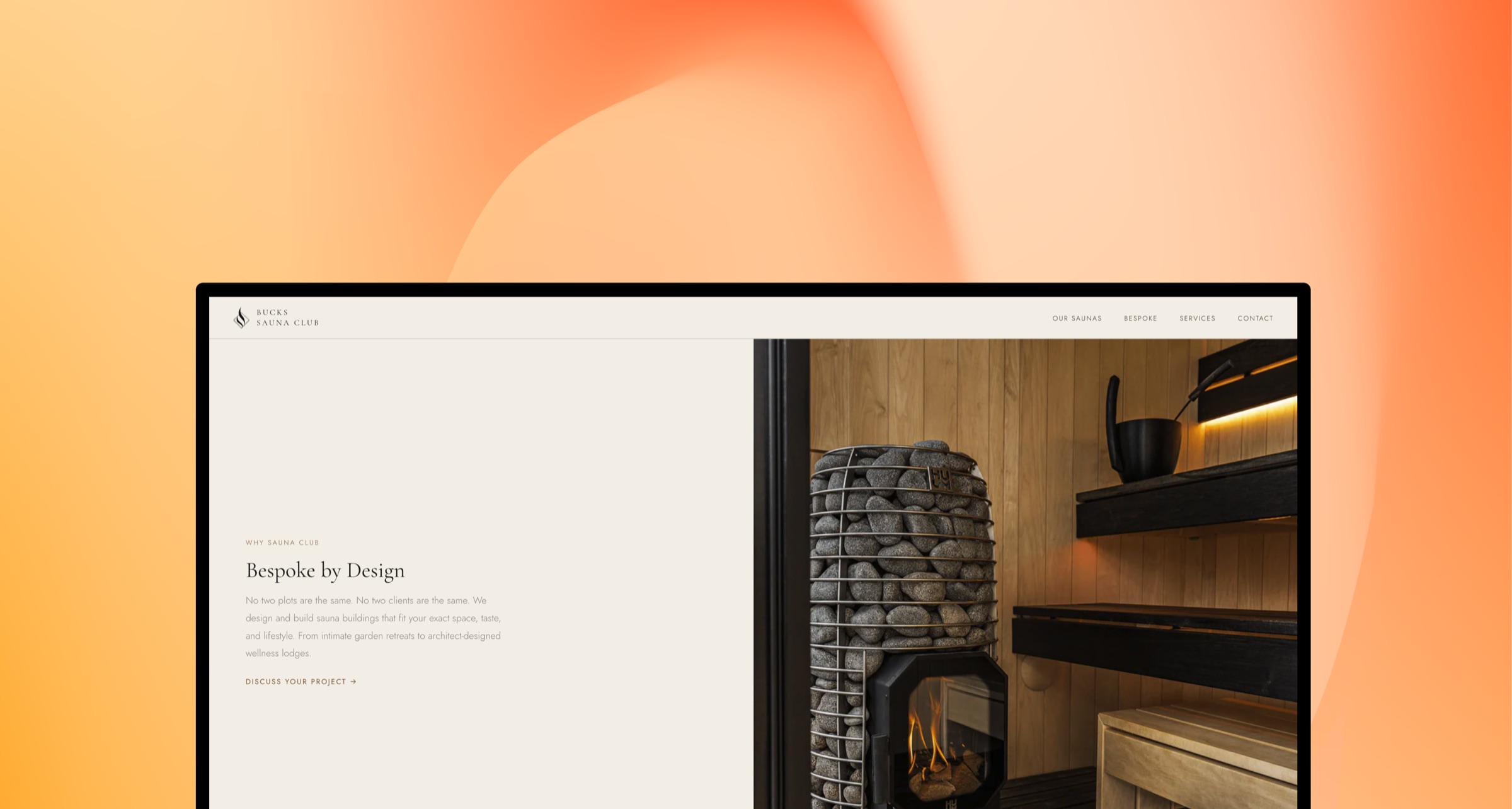 Bucks Sauna Club website section