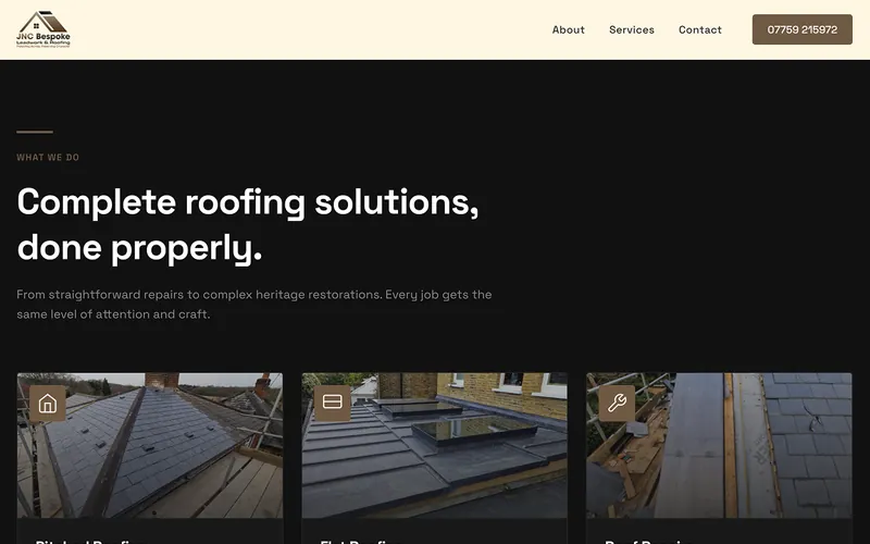JNC Bespoke Roofing website